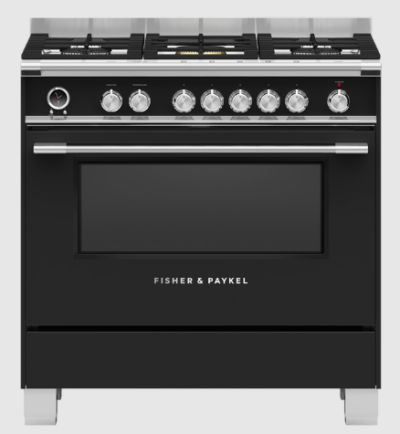 Fisher & Paykel Freestanding Range Cooker, Dual Fuel, 90cm, 5 Burners, Self-cleaning OR90SCG6B1