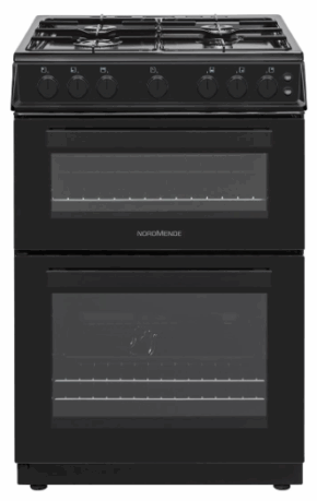 NordMende Freestanding 60cm Twin Cavity LPG Gas Cooker Black CTG62LPGBK