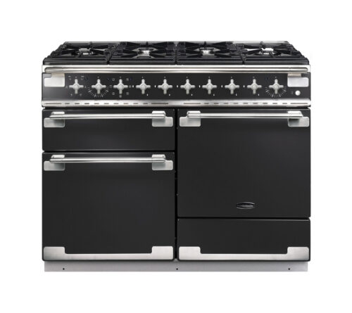 Rangemaster Elise 110 Dual Fuel Charcoal Black with Brushed Nickel trim | ELS110DFFCB/