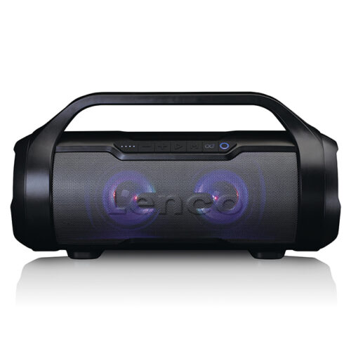 LENCO SPR-070BK - Splashproof Bluetooth® Speaker Met FM radio, USB, SD and Party Lights | Black