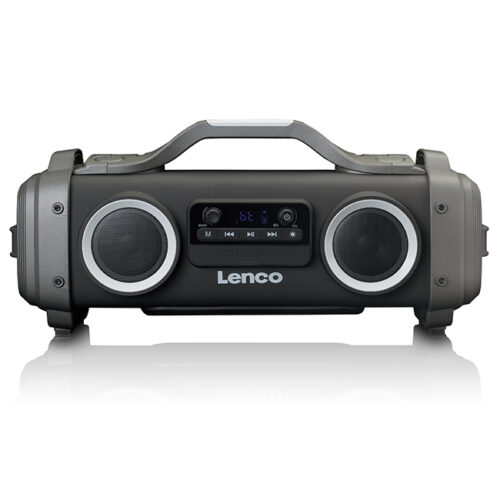 LENCO SPR-200BK - Splash proof Bluetooth® Speaker FM radio USB and micro-SD with Light Effects – Black