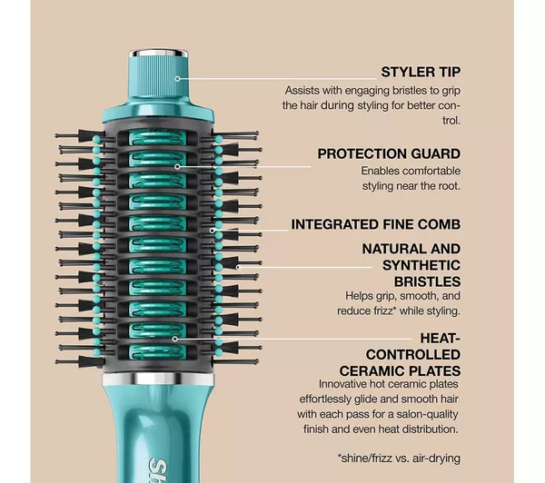 SHARK Glossi HT302UKTL 2-in-1 Hot Tool and Air Glosser - Jewel Teal BRUSH DETAILS