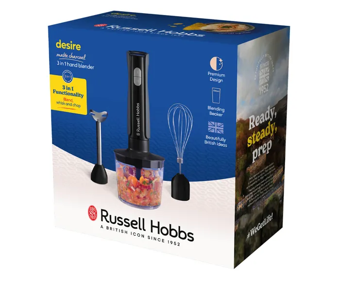 Russell Hobbs Desire Matte Charcoal 3 in 1 Hand Blender 27141 In The Box