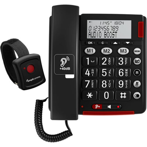 AMPLICOMMS BIGTEL 50 ALARM+ BIG BUTTON CORDED TELEPHONE WITH ALARM BRACELET - ATL1424102