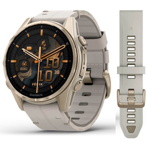 Garmin Fenix 8 43mm AMOLED Soft Gold with Limestone Leather Band - 49-GAR-010-02903-40
