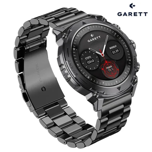Garett ATOM Smartwatch BLACK STEEL (with Additional Orange Silicone Quick Release Strap) ..