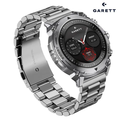 Garett ATOM Smartwatch SILVER STEEL (with Additional Green Silicone Quick Release Strap)