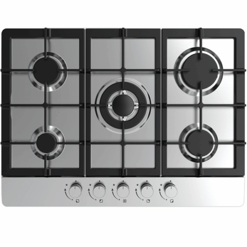 CATA 300 - 70cm 5 Burner Cast Iron Gas Hob Stainless Steel - UBGHDFFJ70.1